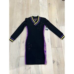 Los Angeles Lakers NBA Long Black Sporty Dress Embossed Stitching Women Sz XS